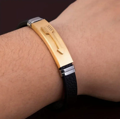 Flèche™ : Bracelet en Cuir Acier Inoxydable